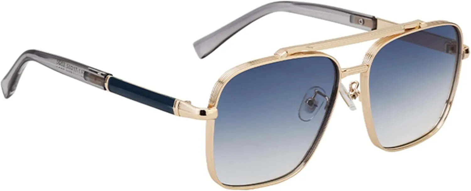 bullabulling Square Pilot Sunglasses for Men and Women Fashion Metal Vintage Gradient Shades Sunglasses UV400 Protection