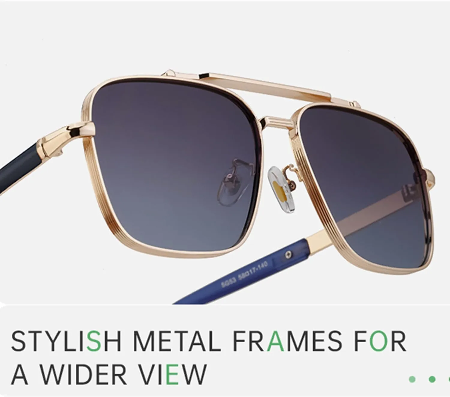 bullabulling Square Pilot Sunglasses for Men and Women Fashion Metal Vintage Gradient Shades Sunglasses UV400 Protection