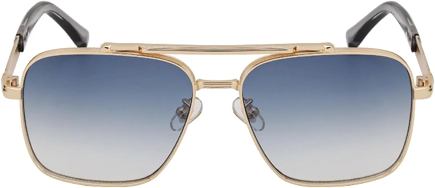 bullabulling Square Pilot Sunglasses for Men and Women Fashion Metal Vintage Gradient Shades Sunglasses UV400 Protection
