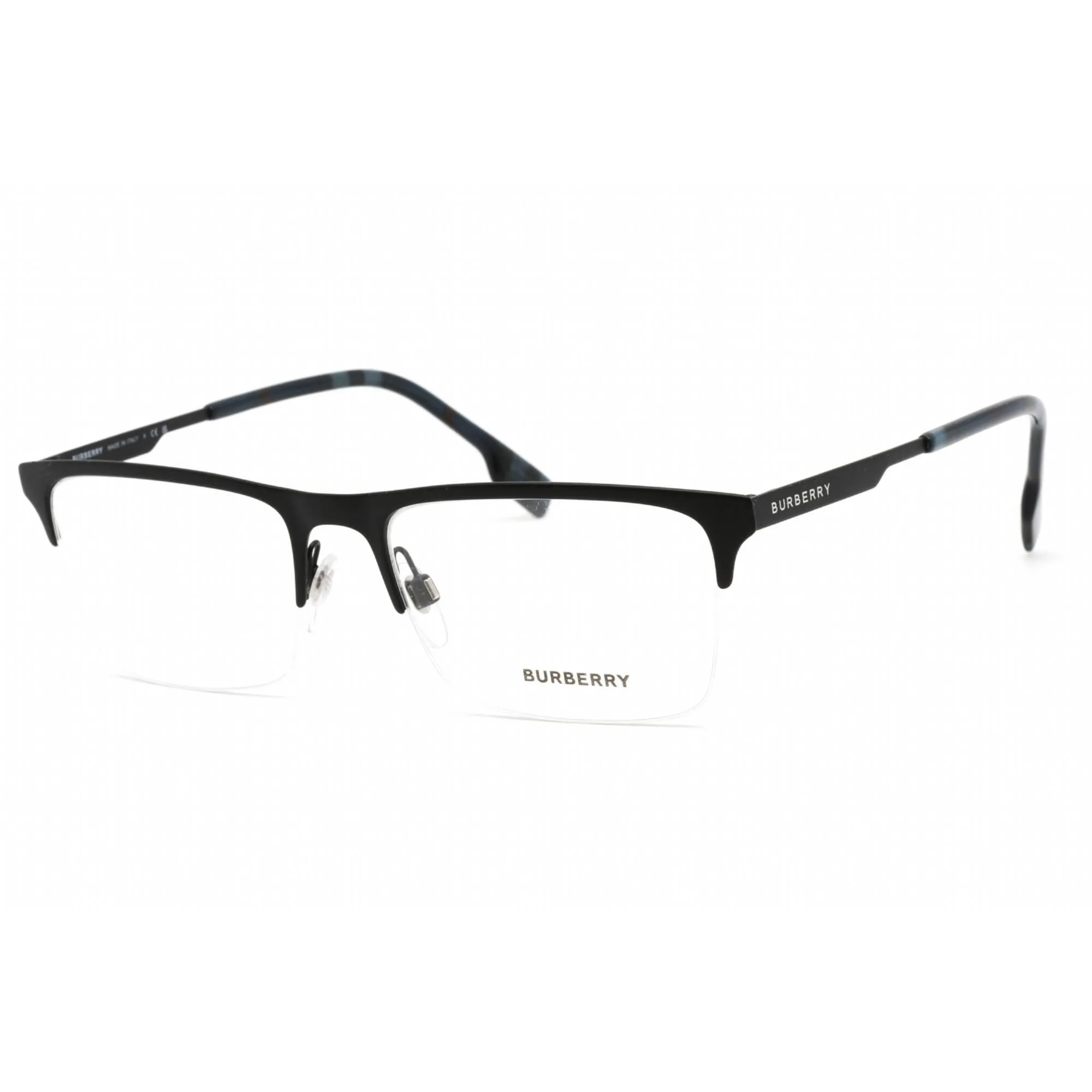 Burberry Men's Eyeglasses - Matte Blue Metal and Plastic Rectangular | 0BE1344 1333