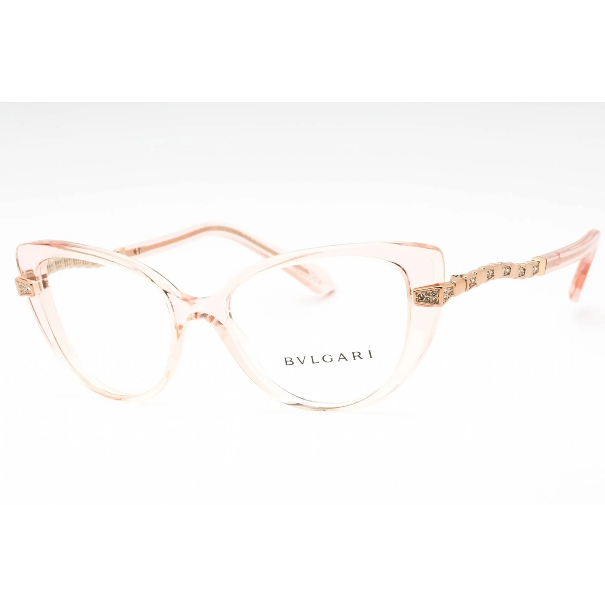 Bvlgari Women's Eyeglasses - Transparent Pink Plastic Cat Eye Frame | 0BV4199B 5470