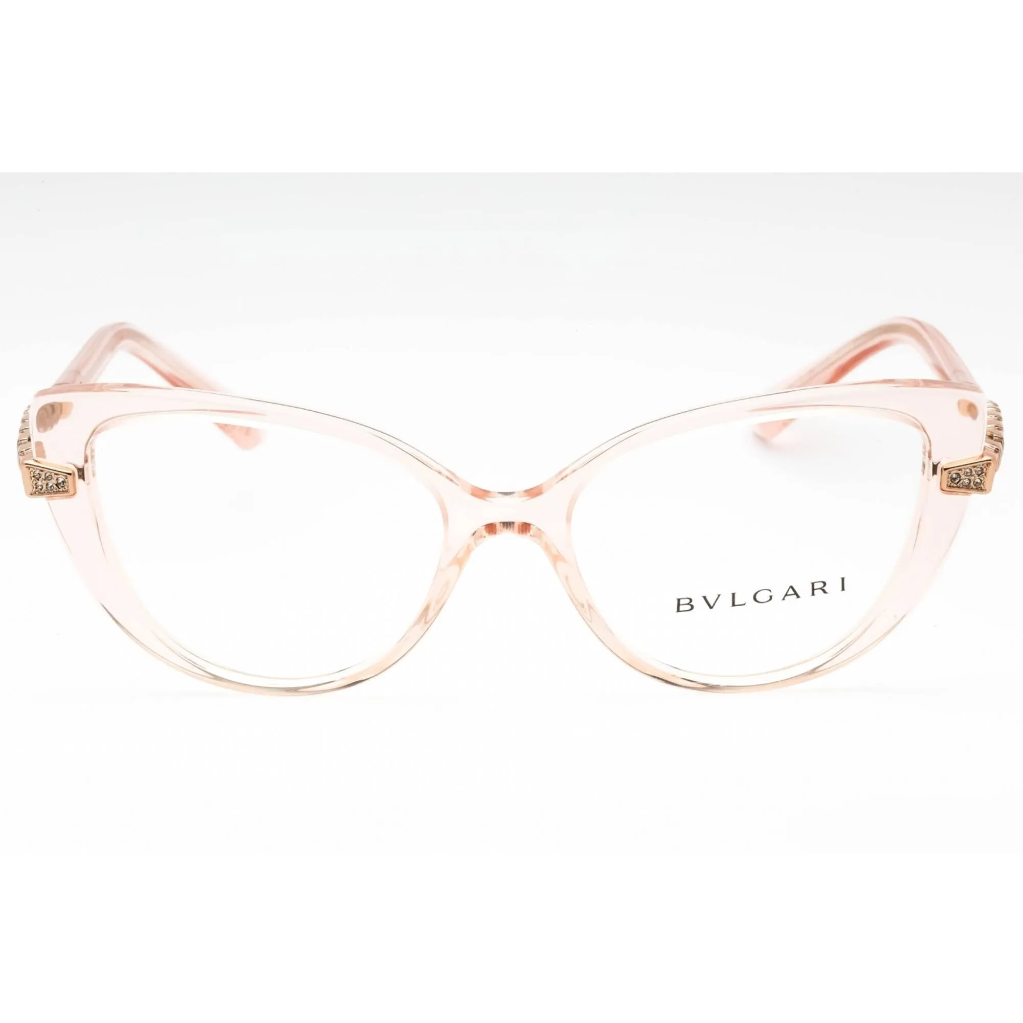 Bvlgari Women's Eyeglasses - Transparent Pink Plastic Cat Eye Frame | 0BV4199B 5470