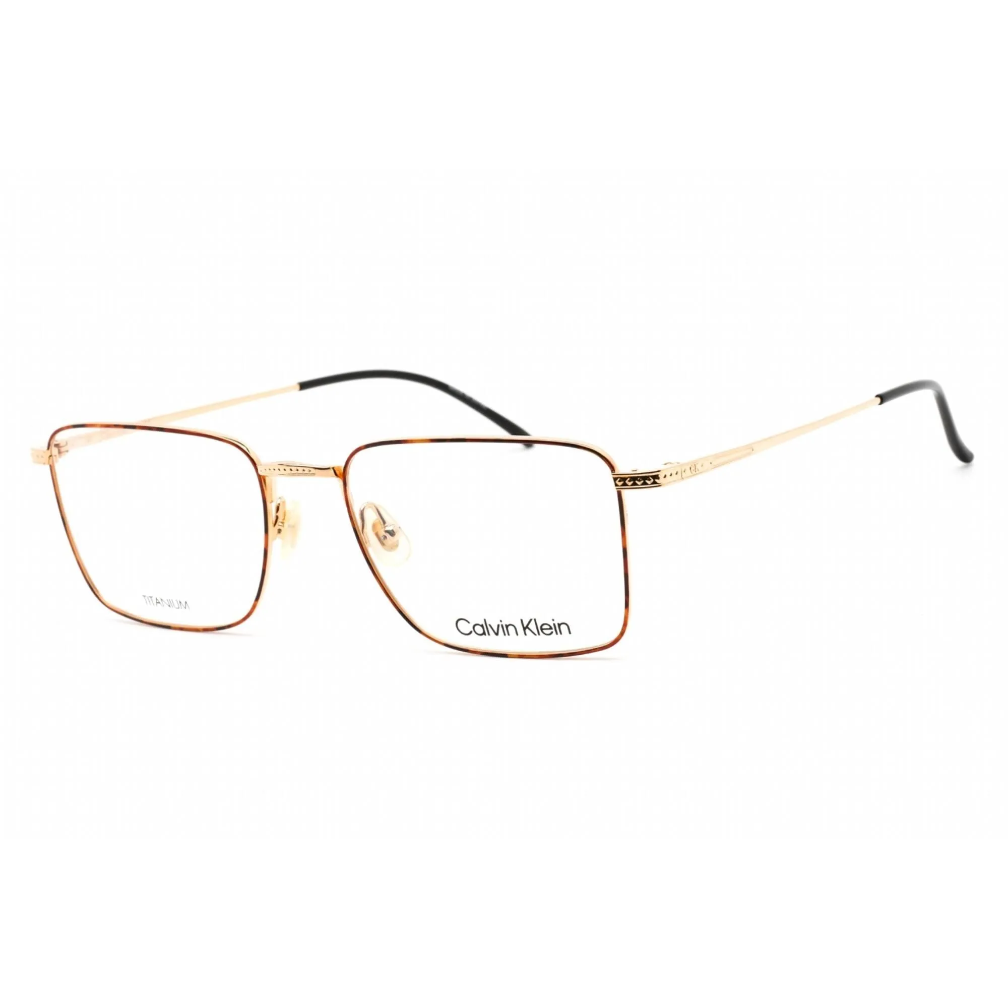 Calvin Klein Men's Eyeglasses - Havana/Gold Titanium Rectangular Frame | CK22109T 213