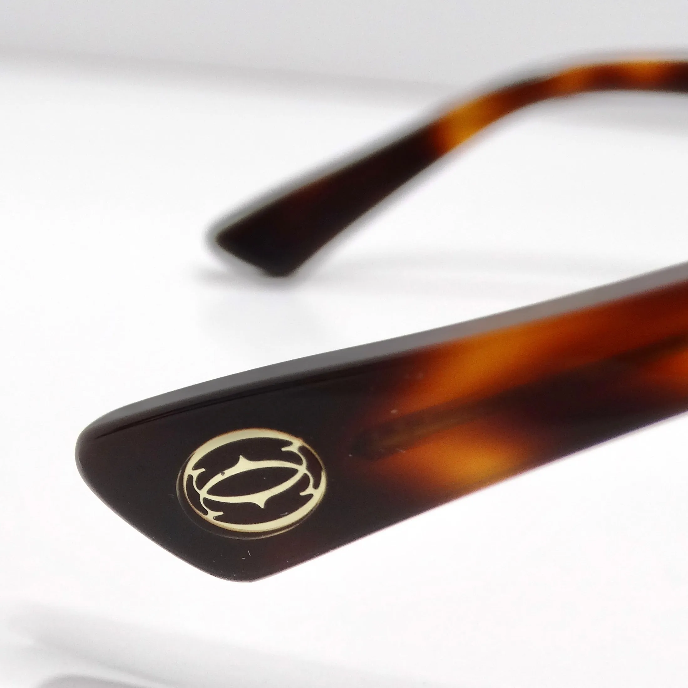 Cartier 1990s Square Frame Tortoise Shell Sunglasses