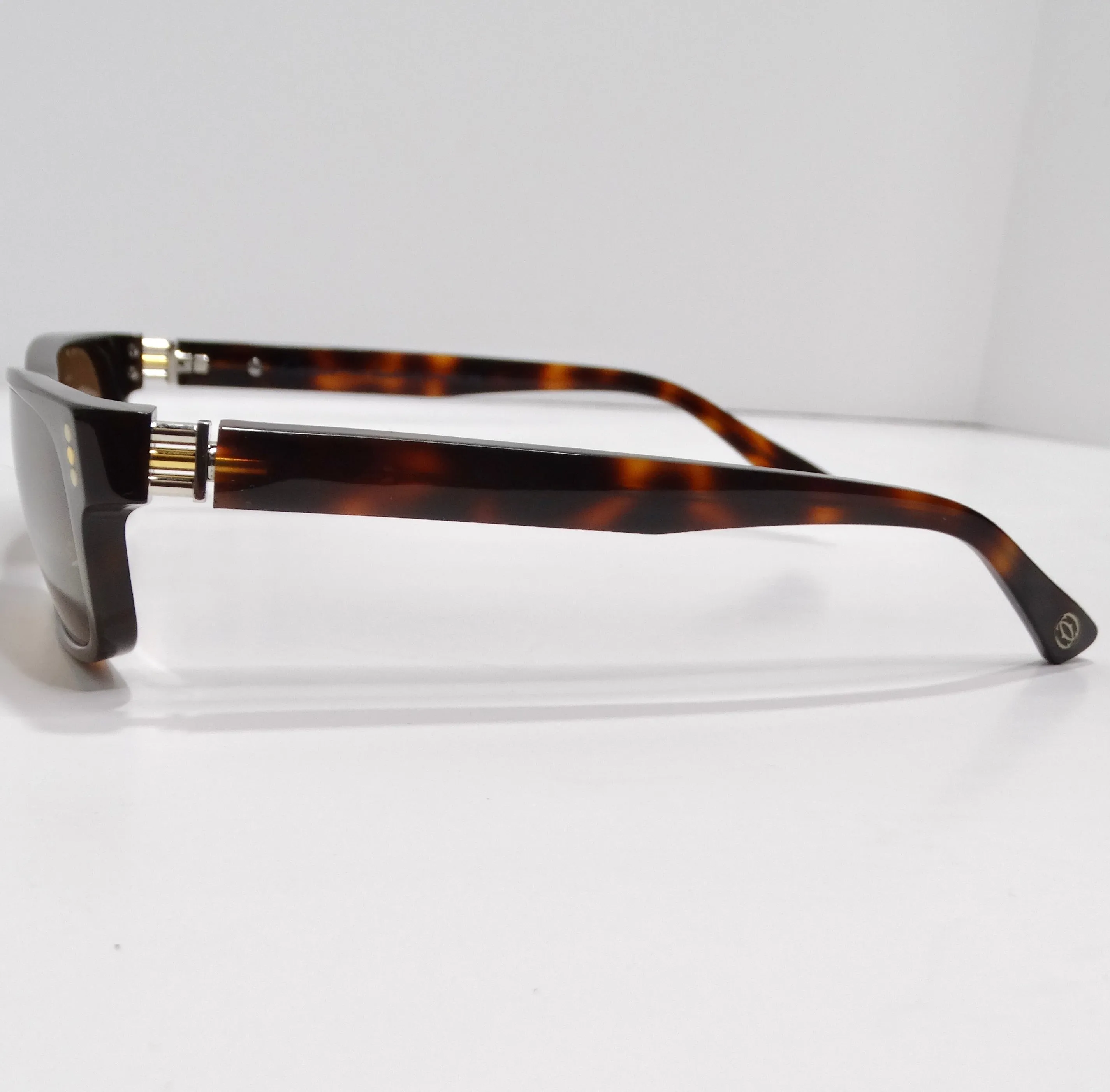 Cartier 1990s Square Frame Tortoise Shell Sunglasses