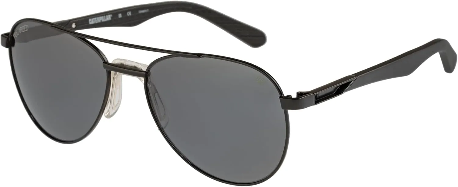 CAT Men's Polarized Pilot Sunglasses, 59 mm, Matte Black, CTS-8025