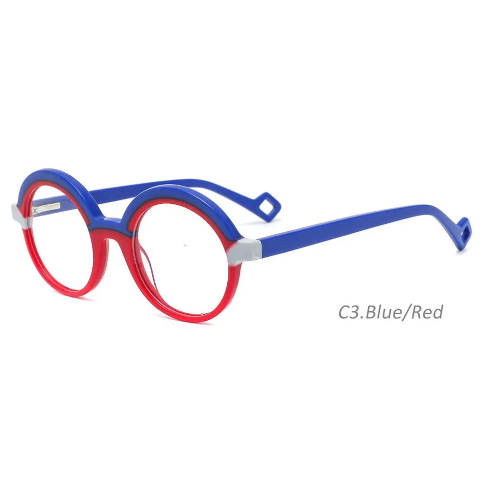 CCspace Children's Unisex Full Rim Round Acetate Eyeglasses 55671