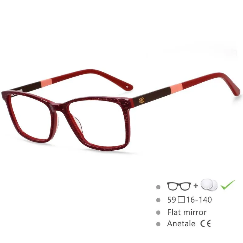 CCspace Men's Full Rim Square Acetate Frame Eyeglasses 54553