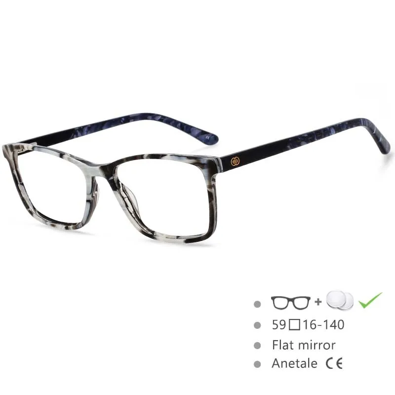 CCspace Men's Full Rim Square Acetate Frame Eyeglasses 54553