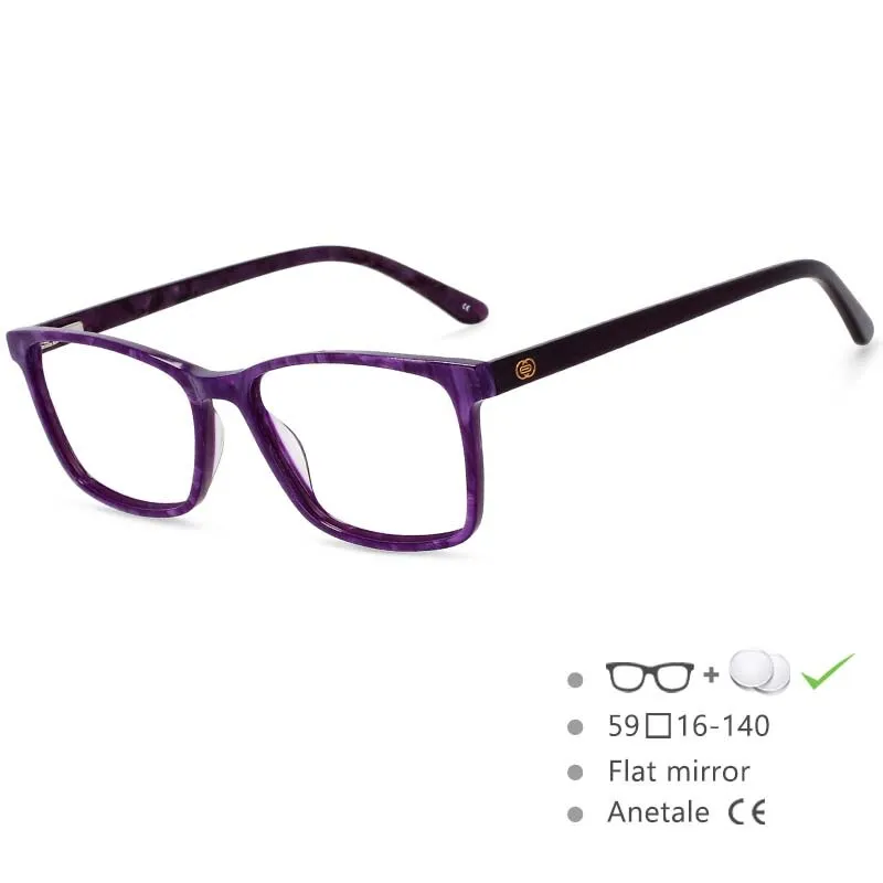 CCspace Men's Full Rim Square Acetate Frame Eyeglasses 54553