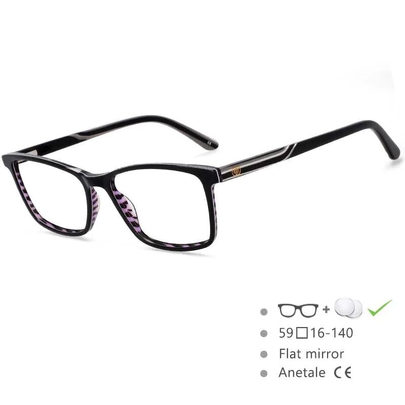 CCspace Men's Full Rim Square Acetate Frame Eyeglasses 54553