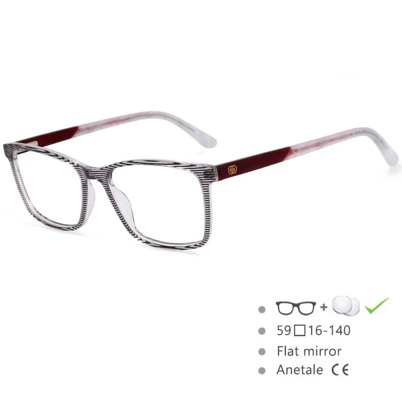 CCspace Men's Full Rim Square Acetate Frame Eyeglasses 54553