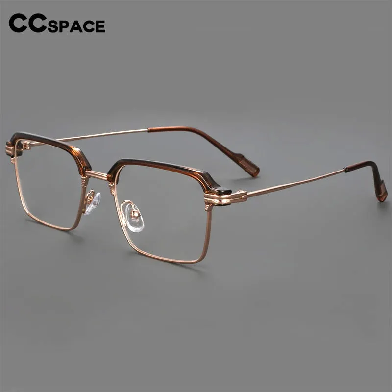 CCspace Men's Full Rim Square Brow Line Alloy Acetate Eyeglasses 55916