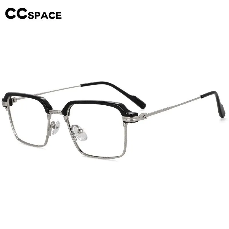 CCspace Men's Full Rim Square Brow Line Alloy Acetate Eyeglasses 55916