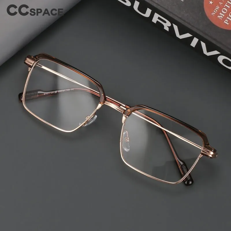 CCspace Men's Full Rim Square Brow Line Alloy Acetate Eyeglasses 55916