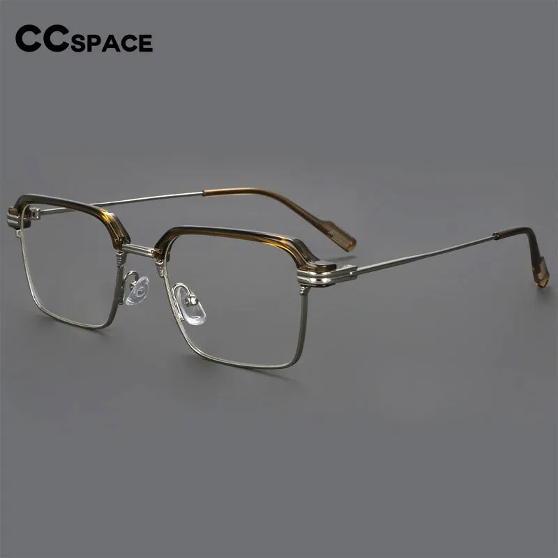 CCspace Men's Full Rim Square Brow Line Alloy Acetate Eyeglasses 55916