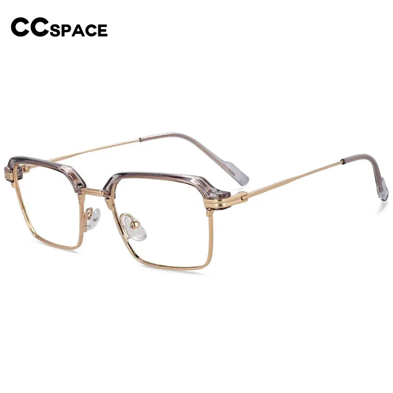 CCspace Men's Full Rim Square Brow Line Alloy Acetate Eyeglasses 55916