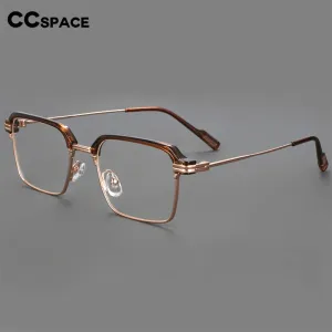 CCspace Men's Full Rim Square Brow Line Alloy Acetate Eyeglasses 55916