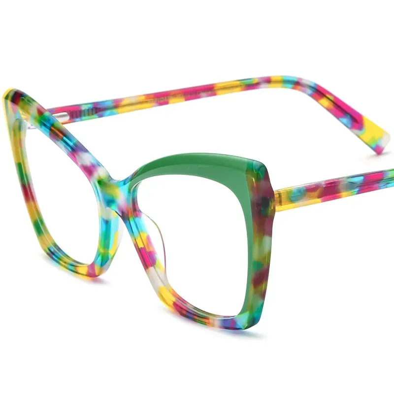 CCspace Unisex Full Rim Cat Eye Acetate Eyeglasses 56921