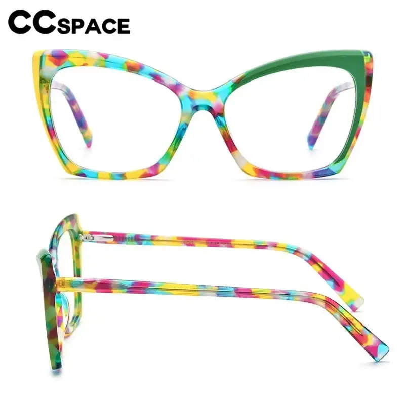 CCspace Unisex Full Rim Cat Eye Acetate Eyeglasses 56921