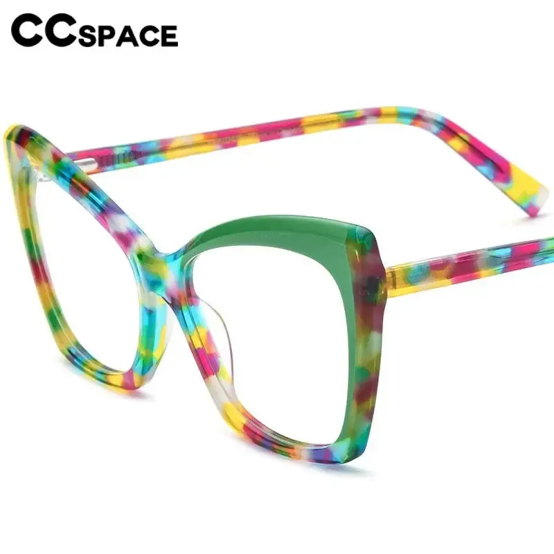 CCspace Unisex Full Rim Cat Eye Acetate Eyeglasses 56921