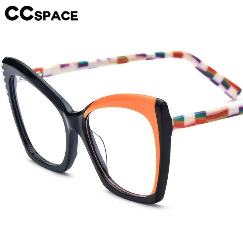 CCspace Unisex Full Rim Cat Eye Acetate Eyeglasses 56921