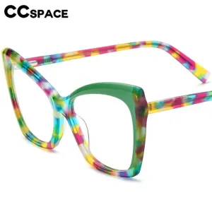 CCspace Unisex Full Rim Cat Eye Acetate Eyeglasses 56921
