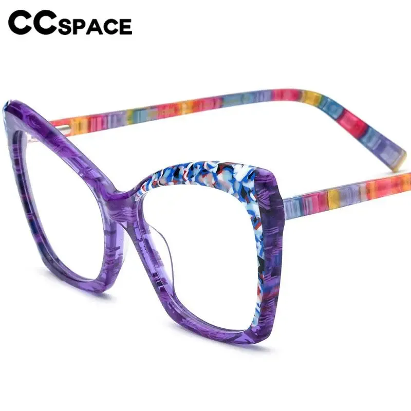 CCspace Unisex Full Rim Cat Eye Acetate Eyeglasses 56921