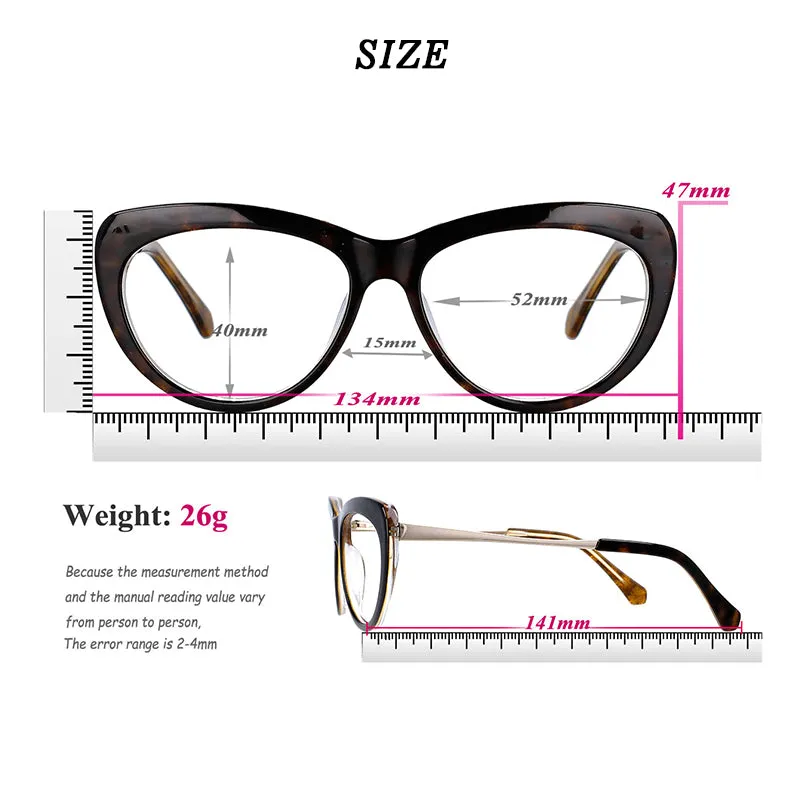 CCspace Unisex Full Rim Cat Eye Acetate Frame Eyeglasses 51070