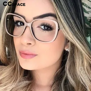 CCspace Unisex Full Rim Cat Eye Tr 90 Titanium Frame Eyeglasses 45836