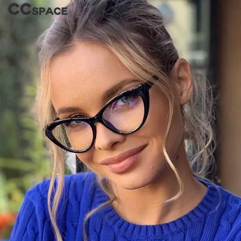 CCspace Unisex Full Rim Cat Eye Tr 90 Titanium Frame Eyeglasses 49082