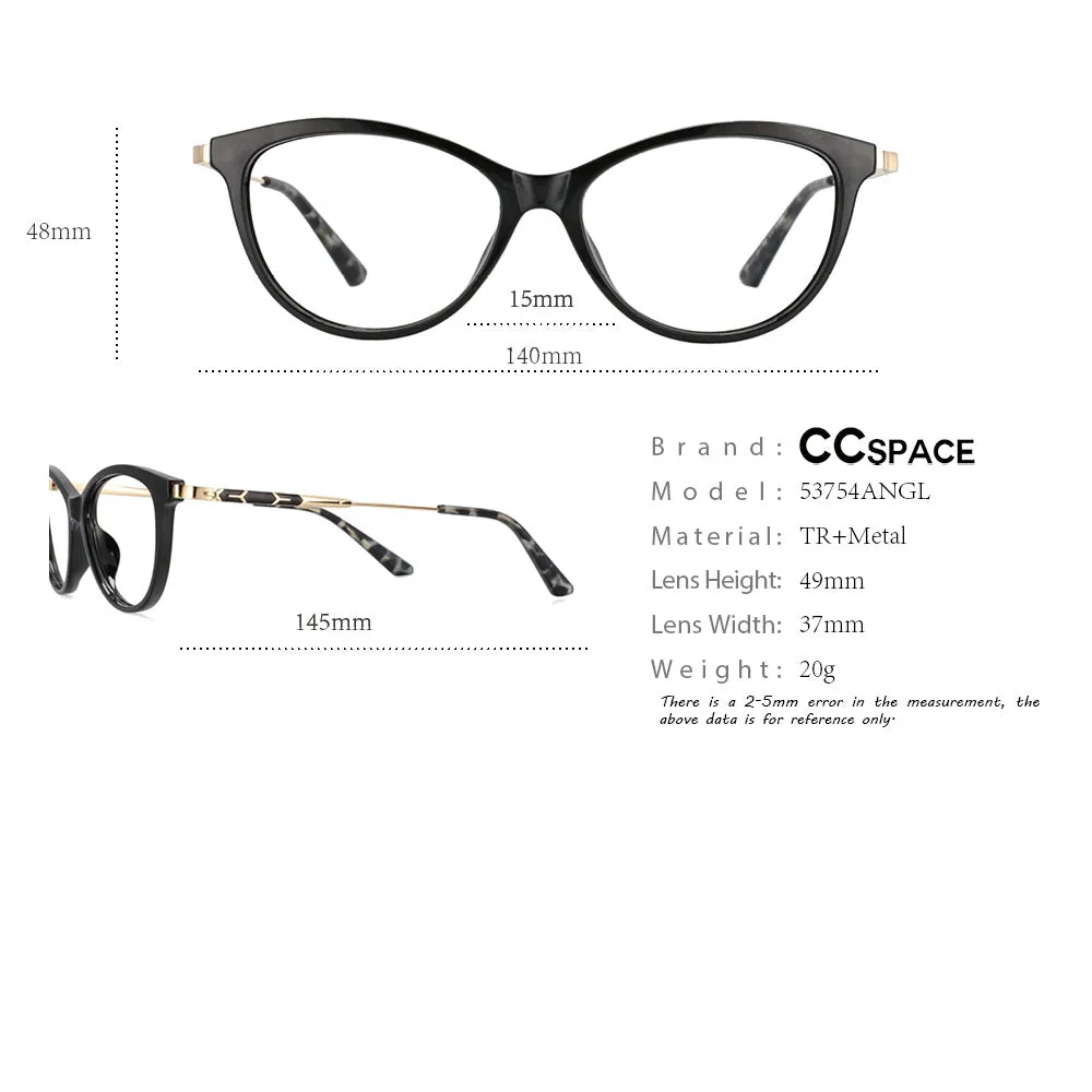 CCspace Unisex Full Rim Cat Eye Tr 90 Titanium Frame Eyeglasses 53754