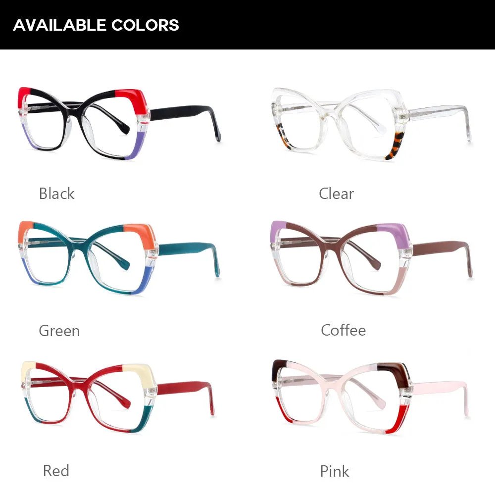 CCspace Unisex Full Rim Cat Eye Tr 90 Titanium Frame Eyeglasses 54153