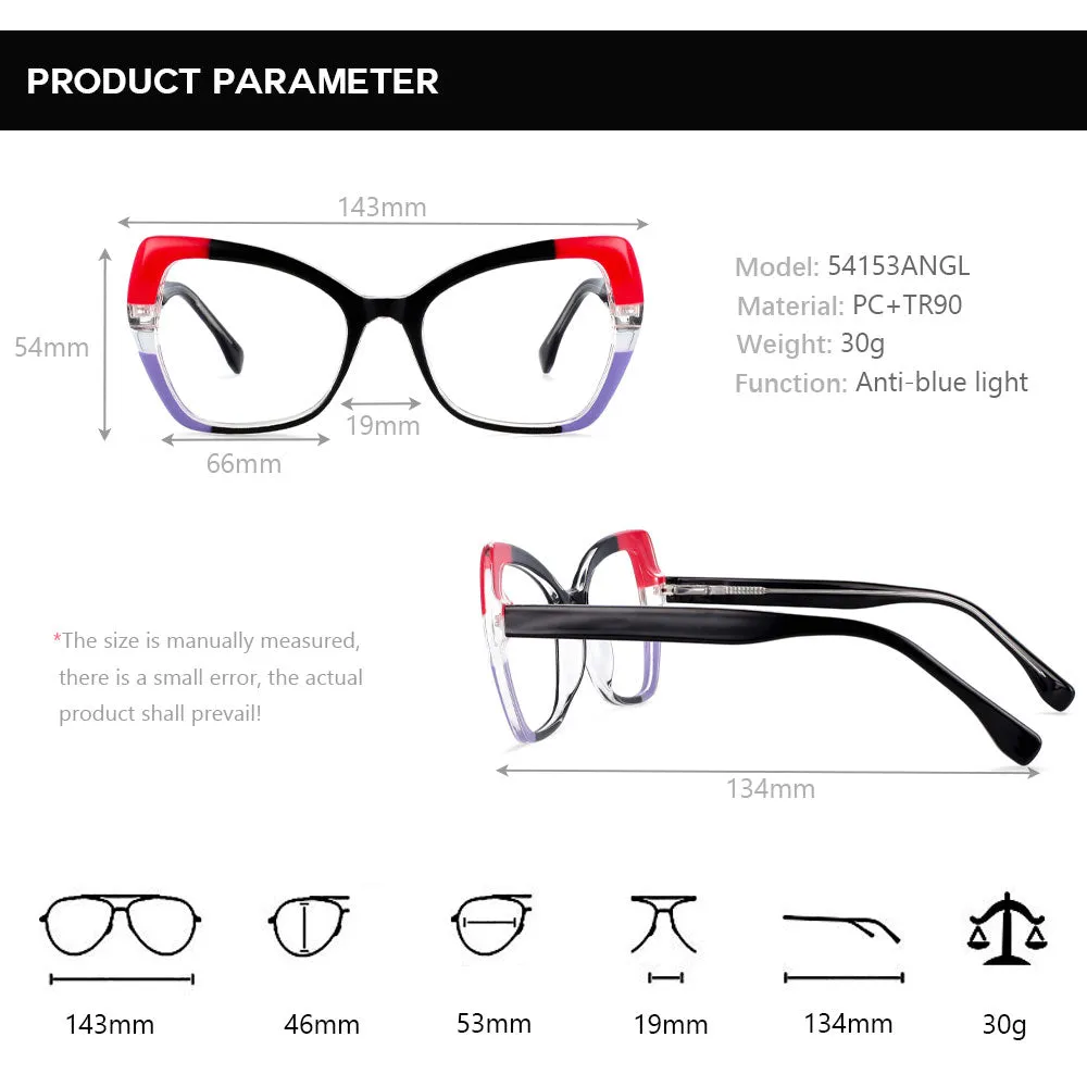 CCspace Unisex Full Rim Cat Eye Tr 90 Titanium Frame Eyeglasses 54153