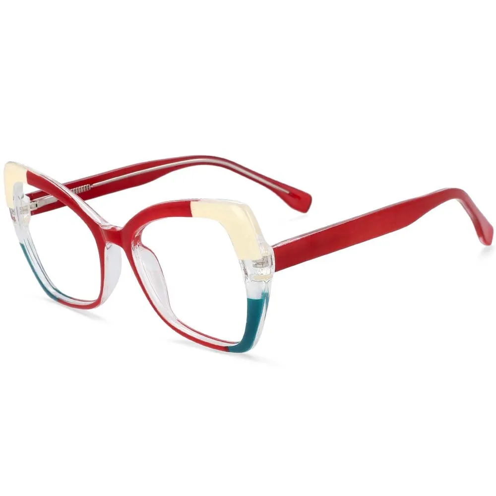CCspace Unisex Full Rim Cat Eye Tr 90 Titanium Frame Eyeglasses 54153
