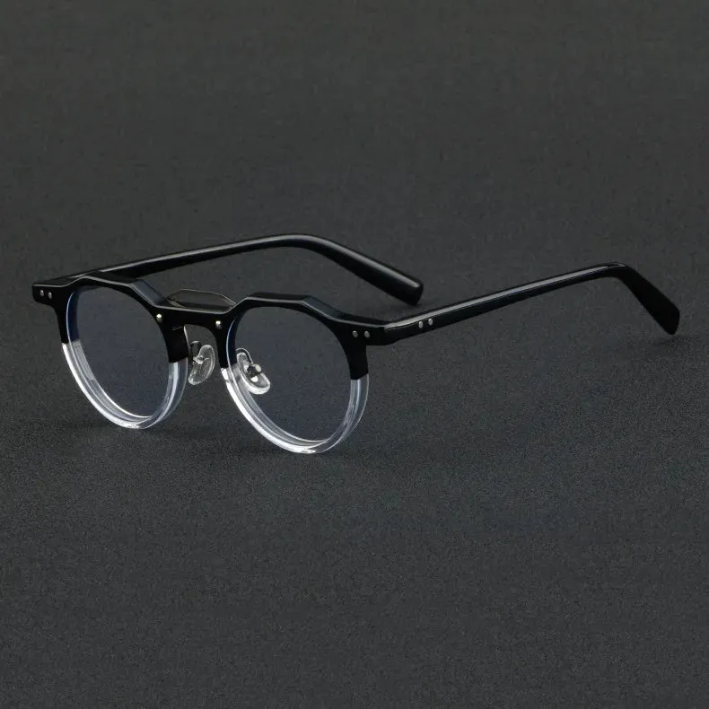 CCspace Unisex Full Rim Flat Top Round Acetate Eyeglasses 56934