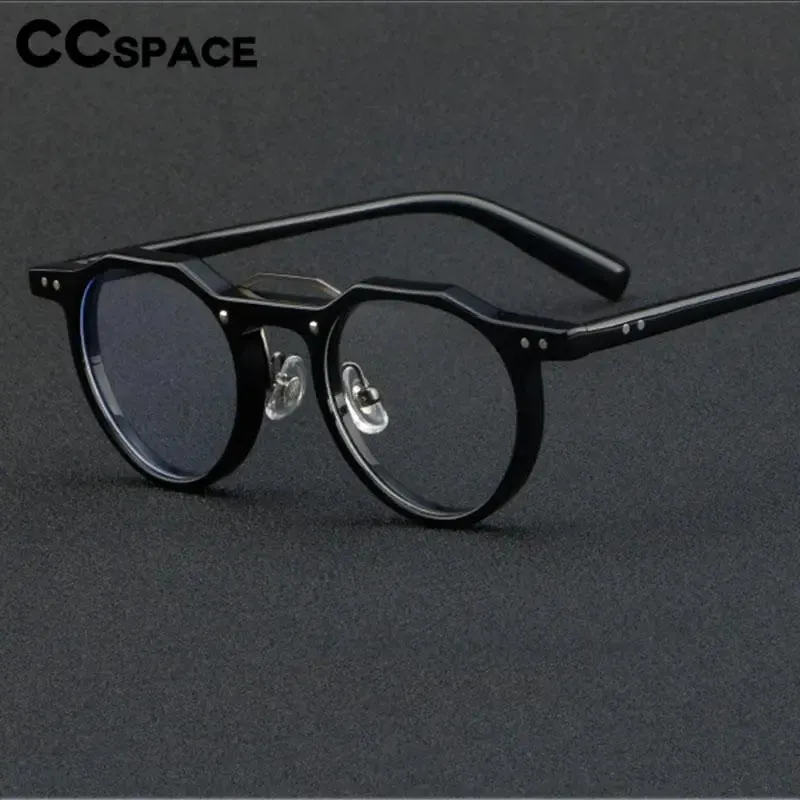 CCspace Unisex Full Rim Flat Top Round Acetate Eyeglasses 56934