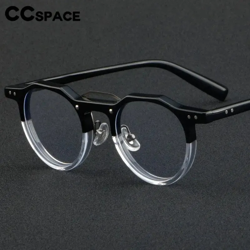 CCspace Unisex Full Rim Flat Top Round Acetate Eyeglasses 56934