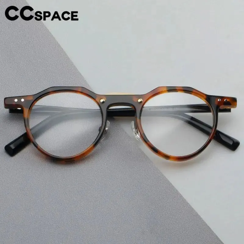 CCspace Unisex Full Rim Flat Top Round Acetate Eyeglasses 56934