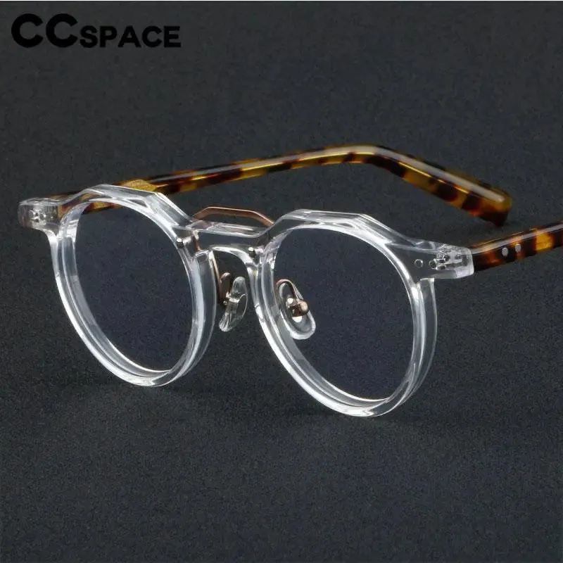 CCspace Unisex Full Rim Flat Top Round Acetate Eyeglasses 56934