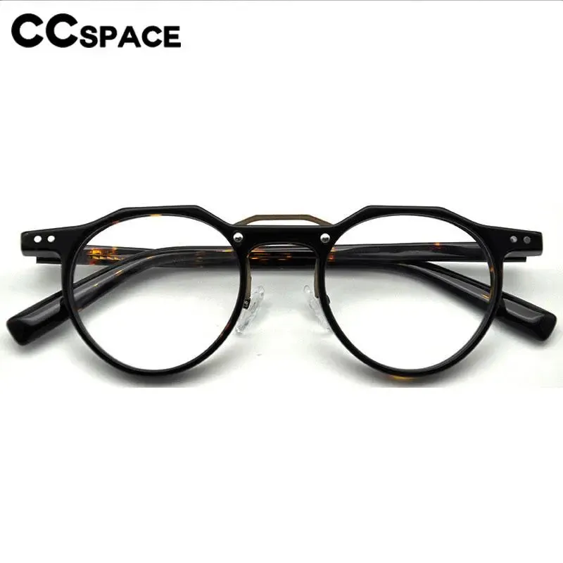 CCspace Unisex Full Rim Flat Top Round Acetate Eyeglasses 56934