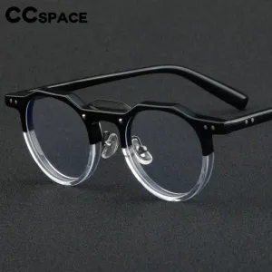 CCspace Unisex Full Rim Flat Top Round Acetate Eyeglasses 56934