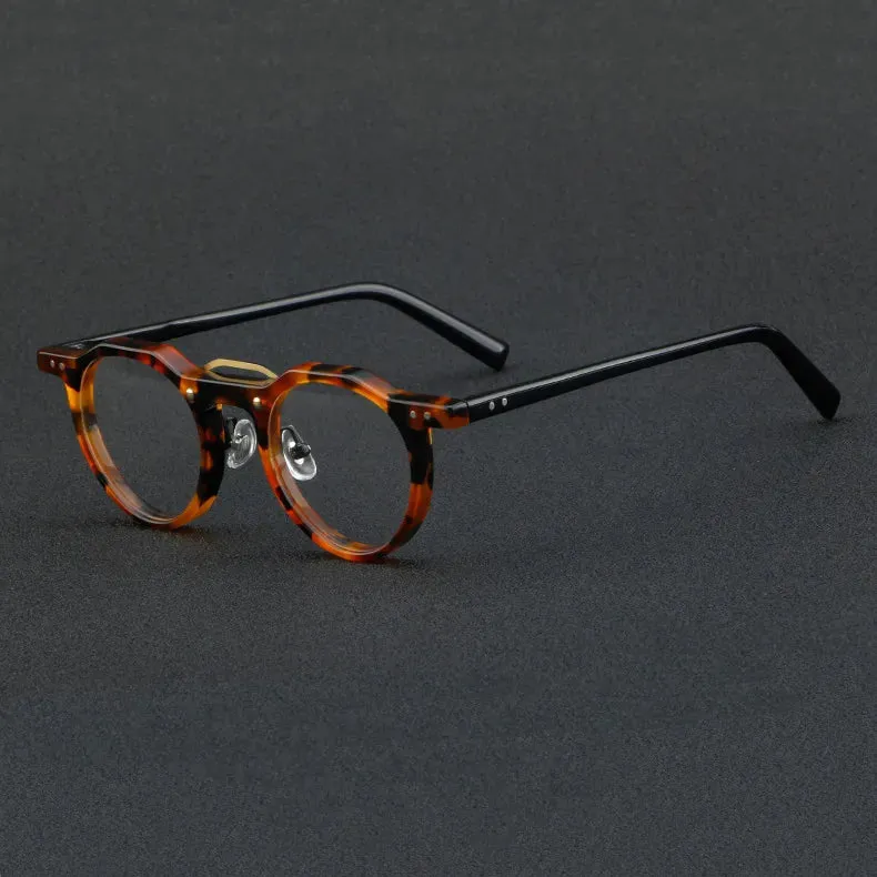 CCspace Unisex Full Rim Flat Top Round Acetate Eyeglasses 56934