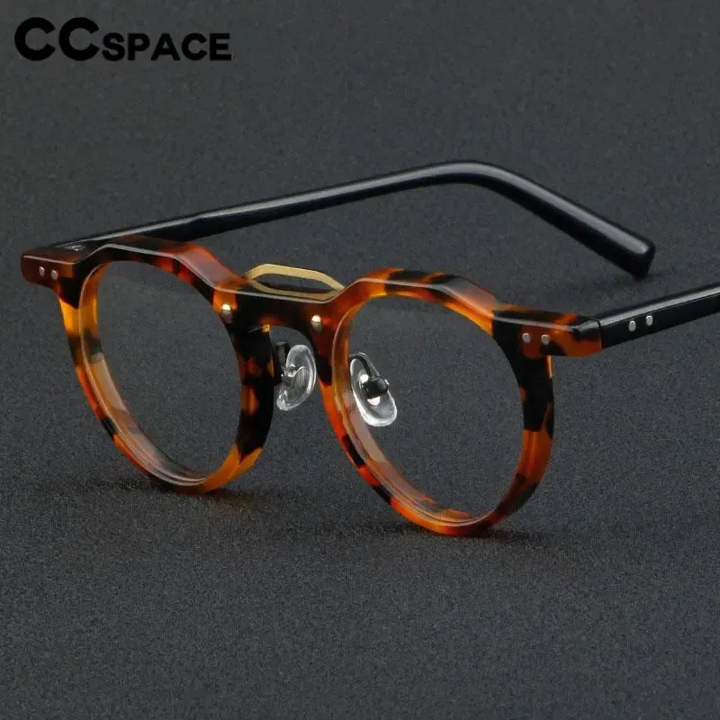 CCspace Unisex Full Rim Flat Top Round Acetate Eyeglasses 56934