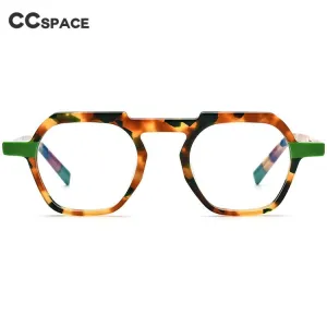 CCspace Unisex Full Rim Flat Top Round Acetate Titanium Eyeglasses 53330