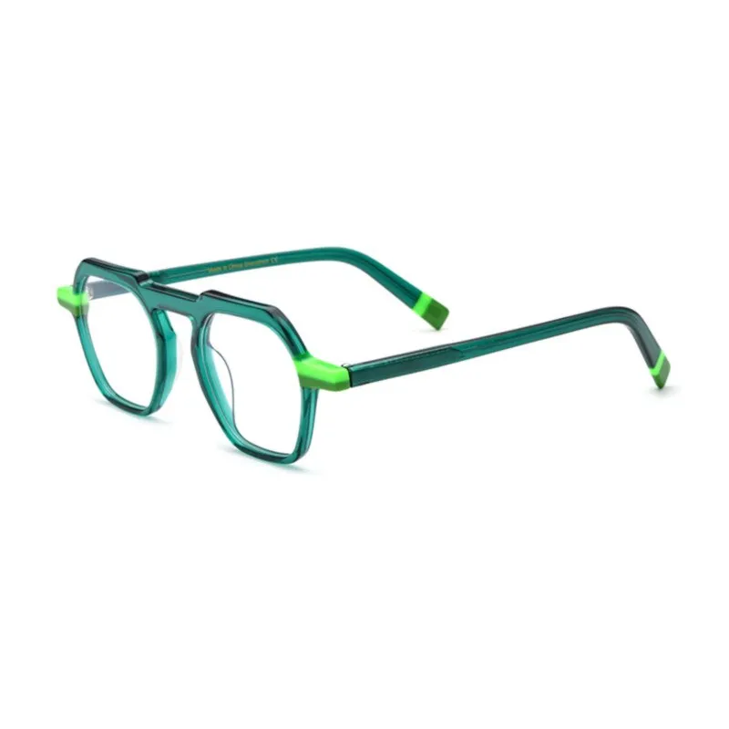CCspace Unisex Full Rim Flat Top Round Acetate Titanium Eyeglasses 53330
