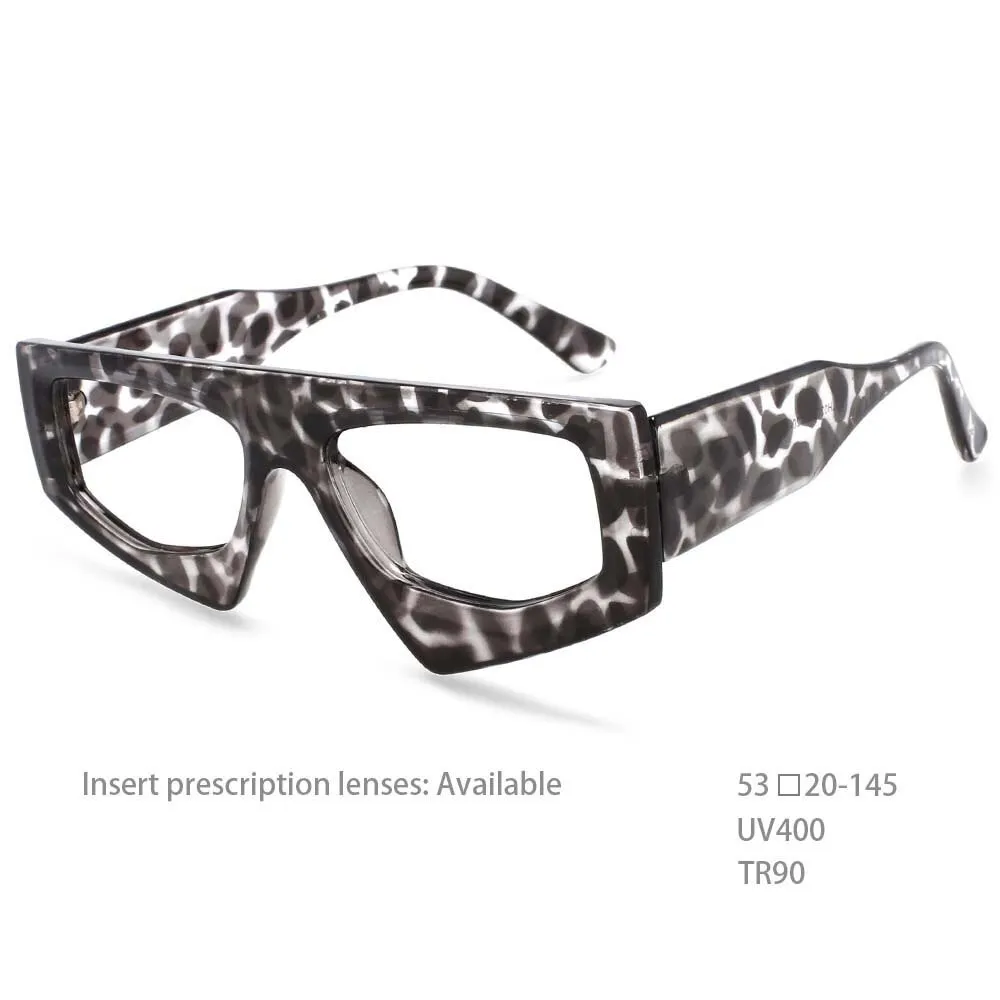 CCspace Unisex Full Rim Irregular Rectangle Acetate Eyeglasses 54421