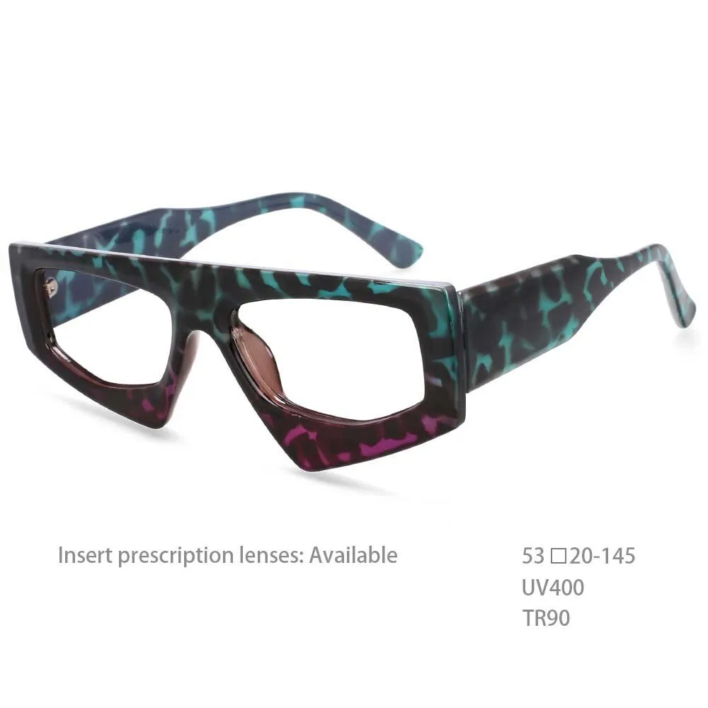 CCspace Unisex Full Rim Irregular Rectangle Acetate Eyeglasses 54421