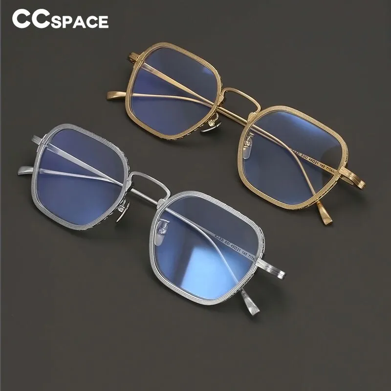 CCspace Unisex Full Rim Irregular Square Titanium Eyeglasses 54974
