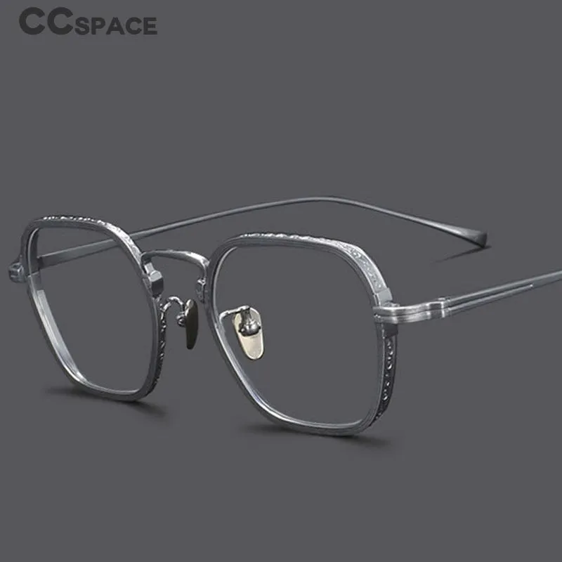 CCspace Unisex Full Rim Irregular Square Titanium Eyeglasses 54974